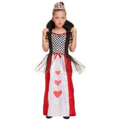 KINDEREN Meisjes Alice in Wonderland Queen of Hearts Kostuum | De Koningin van de Harten Jurk | Kleur: Rood / Wit / Zwart | Harten Koningin | Carnavalskleding | Verkleedkleding | Feest Kostuum  | Meisjes | Maat: Large  10-12 Jaar.